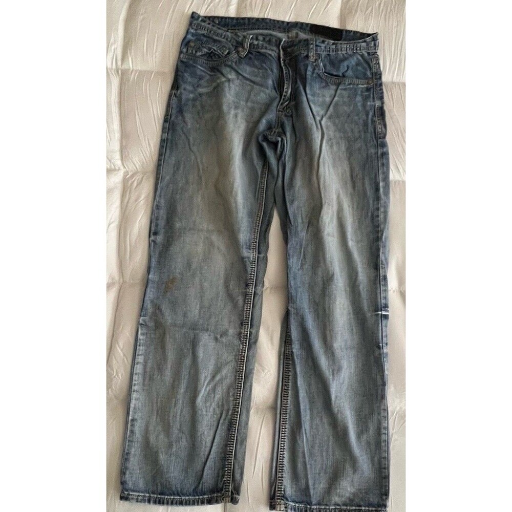 AXEL Mens 5 Pocket Embroidered Pockets Stone Washed W 34 x I 29.5